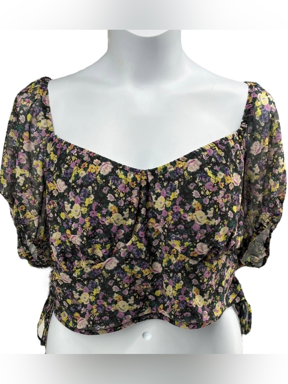 Love Fire Womens Floral Crop Top Blouse Multicolor, Size 2x NWT